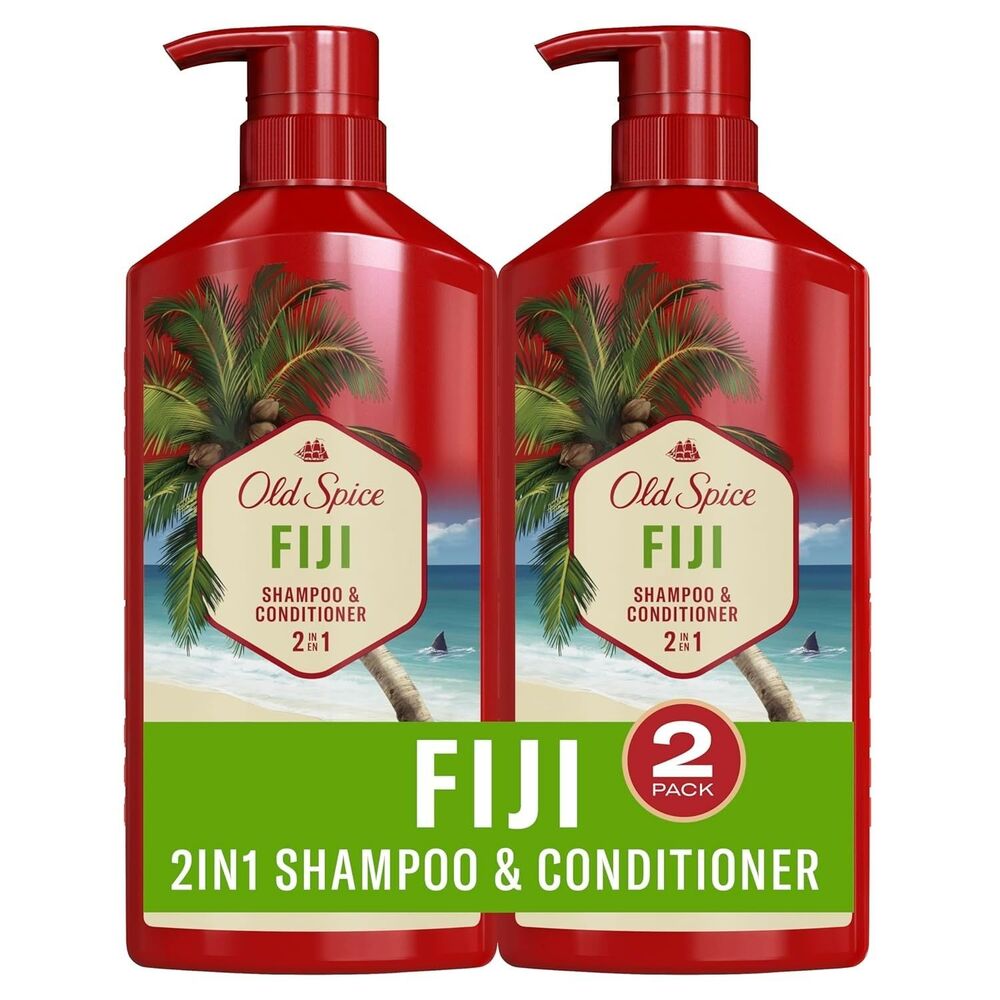Old Spice Men's 2-in-1 Shampoo and Conditioner Set 2 Pack Fiji Coconut 21.9 oz